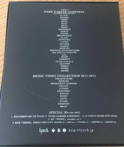 lynch. - IMMORTALITY TOUR15 DARK DARKER DARKNESS - Japan Visual Kei Metal 2DVD